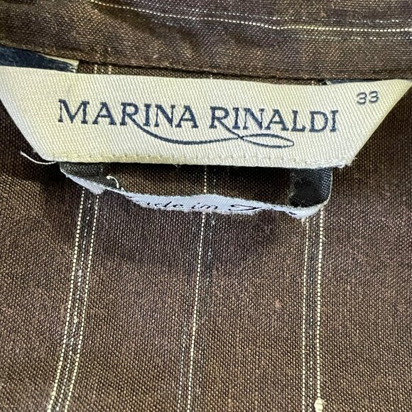 Marina Rinaldi Brown Striped Linen Cotton Button-Up Maxi Dress Made In Italy u - Picture 3 of 12
